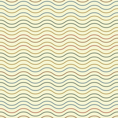 Seamless ethnic textile seamless vector pattern. Geometric thin wave native print. Folk mexican ornament. Ancient african style design. Simple line retro color background. Childrens cloth backdrop.