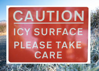 Caution Icy surface sign