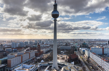 Fototapeta premium berlin cityscape buildings with the iconic tv tower