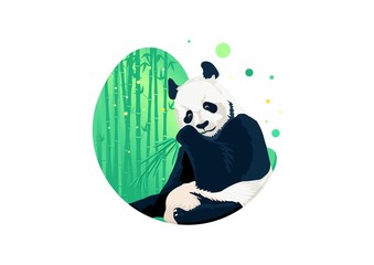 Panda eating leaves in the wild © evodesigner