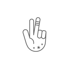 Fingers freedom USA outline icon. Signs and symbols can be used for web, logo, mobile app, UI, UX