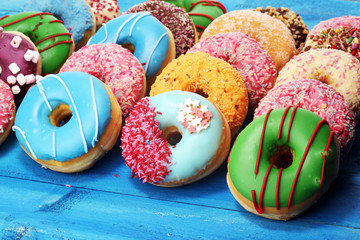 donuts in different glazes with chocolate