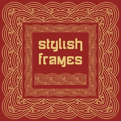 Golden frames with waves on red background for celebration design.