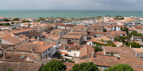 Fototapeta na wymiar Aerial top view of the st Martin village Ile de Re France