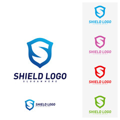 Initial S Shield Logo Design Concepts. S Letter Shield Vector illustration Design. Icon Symbol