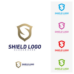 Fototapeta na wymiar Initial S Shield Logo Design Concepts. S Letter Shield Vector illustration Design. Icon Symbol