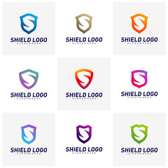 Set of Initial S Shield Logo Design Concepts. S Letter Shield Vector illustration Design. Icon Symbol