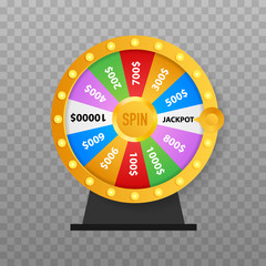 Roulette 3d fortune. Wheel fortune for game and win jackpot. Online casino concept. Internet casino marketing. Vector stock illustration.