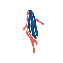 Vector illustration with a naked confident woman.