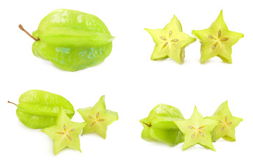 Collage of star apple isolated on a white background
