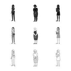 Isolated object of character and avatar  logo. Set of character and portrait vector icon for stock.