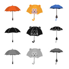 Isolated object of protection and closed icon. Collection of protection and rainy stock vector illustration.