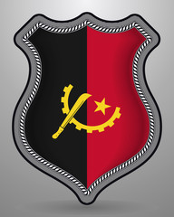 Flag of Angola. Vector Badge and Icon. Vertical Orientation Version