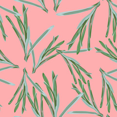 Fototapeta premium Seamless floral pattern grasses on the light pink background. Fabric texture. Wallpaper. 