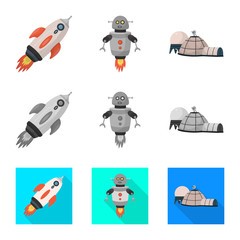 Vector illustration of astronomy and technology  logo. Collection of astronomy and sky vector icon for stock.