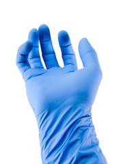 Doctor hand medical gloves on white background