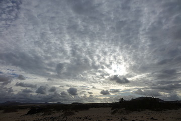 Beautiful  sky over the natural park in Corralejo,Fuerteventura,Spain