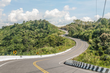 Road and mountain under the blue sky  in Thailand