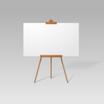 Realistic Easel Illustration with Blank Table