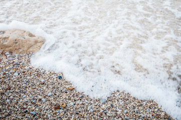 Soft wave of blue ocean on sandy beach