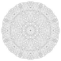 Hand drawn zentangle circular ornament for coloring page.