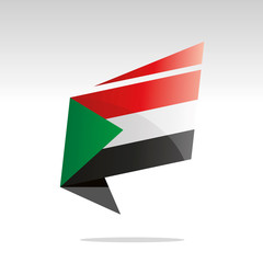 New abstract Sudan flag origami logo icon button label vector