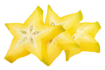 Fototapeta premium carambola, starfruit, isolated on white background, clipping path, full depth of field