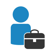 Jobs oder Business Portfolio - Icon mit Person und Aktenkoffer