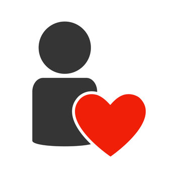 Favoriten oder Medizin - Icon mit Person und Herz