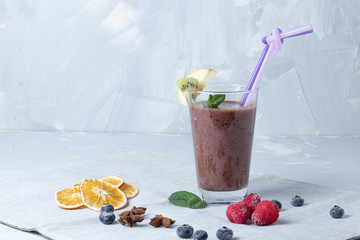 fresh drink with ice and lemon