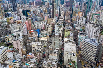 Fototapeta na wymiar Hong Kong downtown city from top