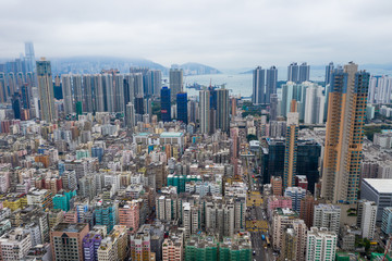 Aerial view of Hong Kong city