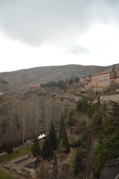 December 28, 2013. Albarracin, Teruel, Aragon, Spain. Sierra And Villa De Albarracin View From The Castle. History, Travel, Nature, Landscape, Vacation, Architecture.