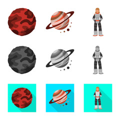 Vector illustration of astronomy and technology  logo. Collection of astronomy and sky vector icon for stock.