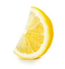 Ripe slice of yellow lemon citrus fruit