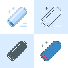 Low battery icon set in flat and line style