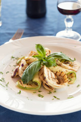 fresh zucchini salad grilled with mint leaves