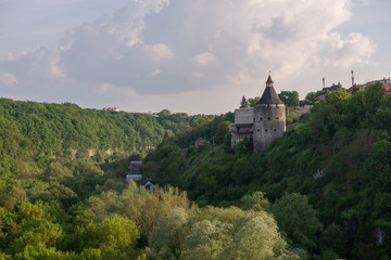 Fototapeta na wymiar Tower of a medieval stone fortress