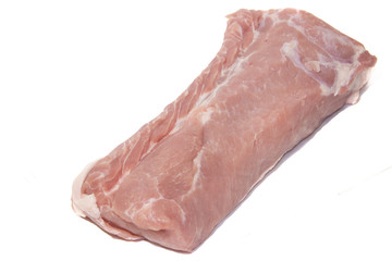 Pork chop isolated on white background. Meat on a white background. Raw meat .