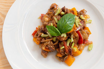 vegetable caponata grown on the island of Panarea in Sicily