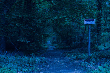 Dutch private property sign in forest