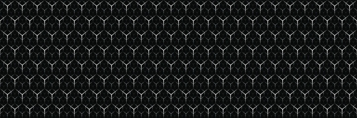 Black and White Geometric Seamless Pattern with Polygons. Abstract Monochrome Grid with Hexagon. Graphic Style for Print. 3D Illustration
