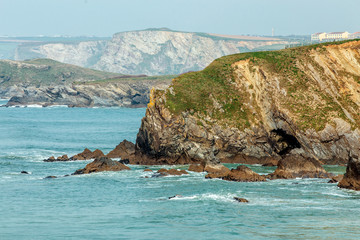 Beautiful cornish coastline in Newquay, United Kingdom