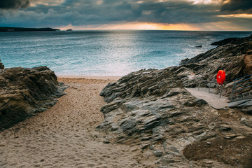 Beautiful cornish coastline in Newquay, United Kingdom