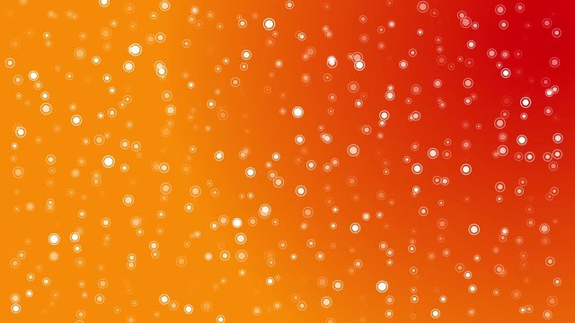 Orange red background with white circular particle animations drifting