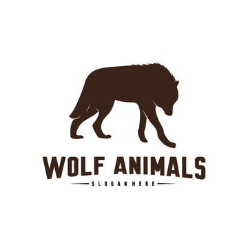 Wolf Abstract Logo Design Vector Illustration. Wolf Logo Template. Simple flat style. Icon Symbol.