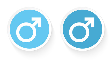 Zwei Buttons Icon Männlich Blau