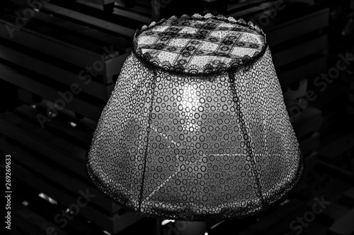 Black And White Photography Of Vintage Lace Shining Lampshade