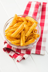 Rolled tortilla chips.