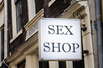 Sex shop sign in Amsterdam - obrazy, fototapety, plakaty